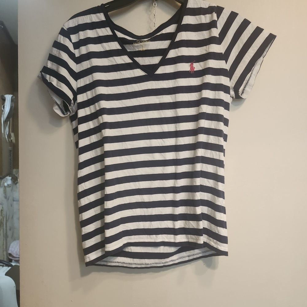 Polo Ralph Lauren Navy and White Striped Tee